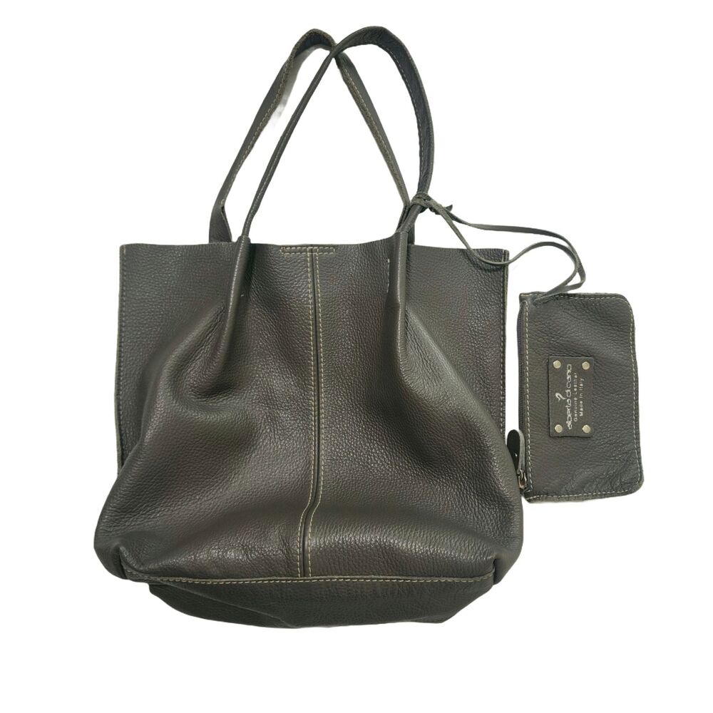 Alberta di Canio Italy Leather Hobo Bag Handbag Grey Unlined with Coin Purse